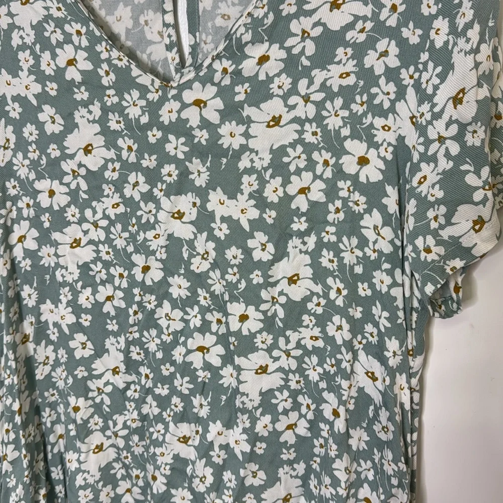 Cotton Bleu Floral Green Dress Small - Picture 3 of 5